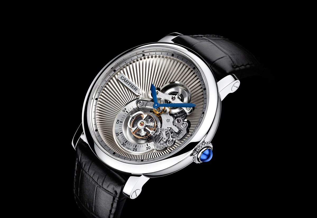 Replica Rotonde de Cartier Flying Tourbillon reversed dial watch hands on
