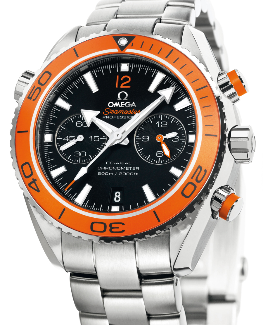 Cheap Replica Omega Seamaster Planet Ocean Chrono Watches Features Black Aluminium Ring